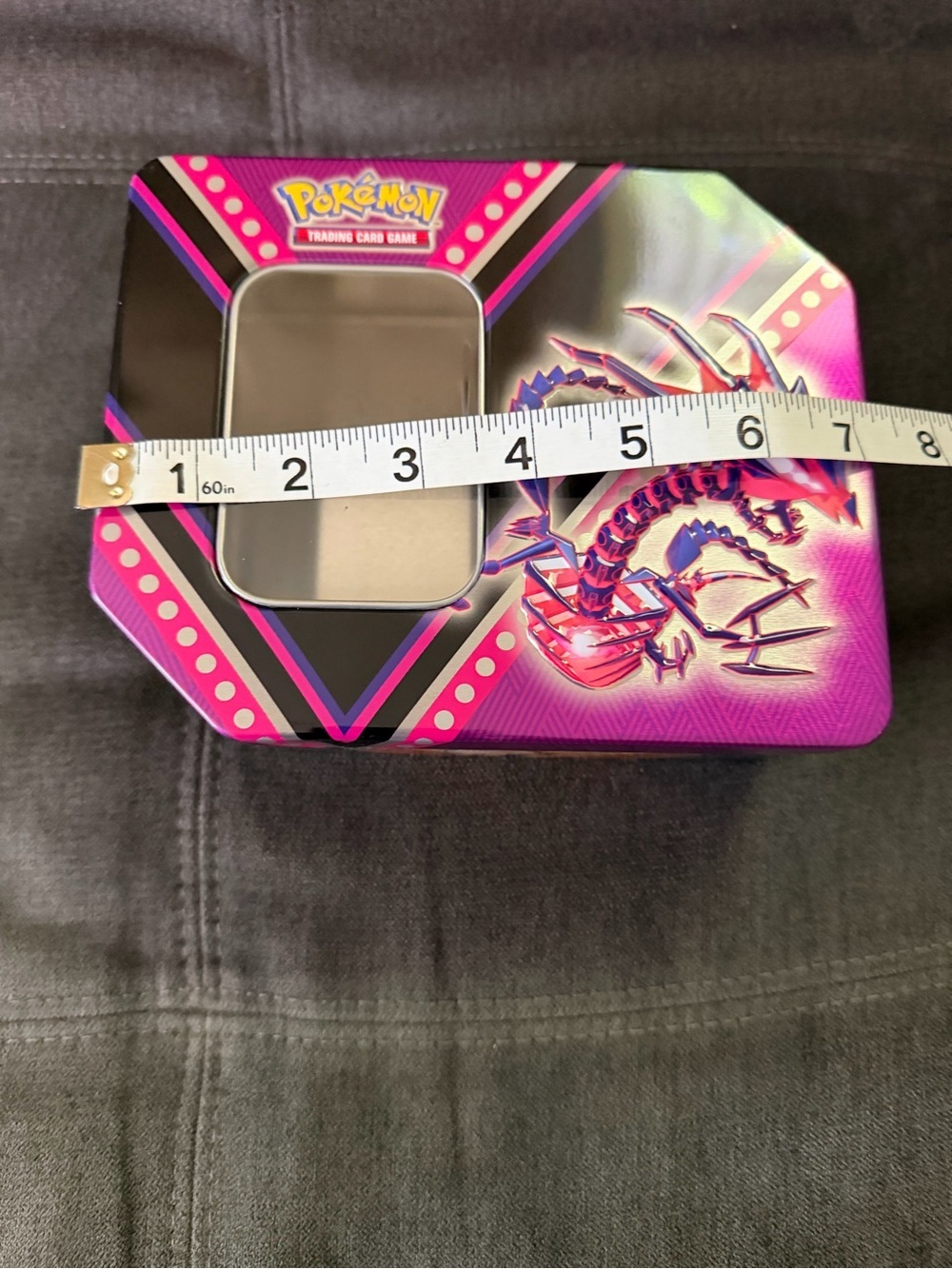 Pokemon Pink and Purple Steel Tin Featuring Skeletal Dragon Art - Picture 6 of 7